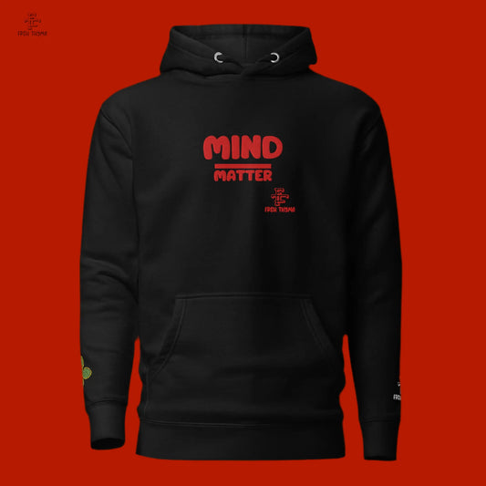 Mind Over Matter Red Print Black Hoodie - Frsh Thyme